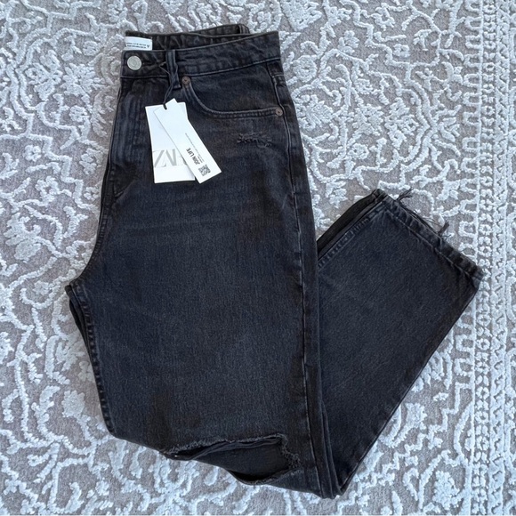 NWT Zara High Waist Crop Jeans - Picture 2 of 12